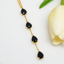 Load image into Gallery viewer, Black Sapphire Long Pendant with Chain - Enumu
