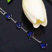 Load image into Gallery viewer, Blue Sapphire Long Pendant with Chain - Enumu