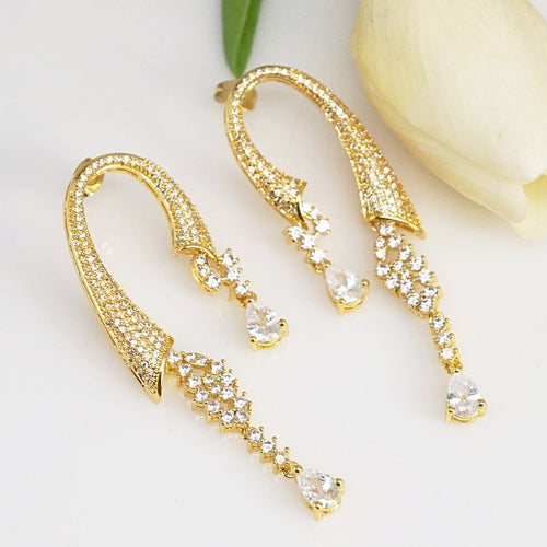 Wedding Zircon Dangle Earrings - Enumu