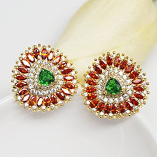 Load image into Gallery viewer, Orange Spessartine &amp; Emerald Studs - Enumu