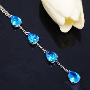 Aquamarine Long Pendant with Chain - Enumu