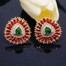 Load image into Gallery viewer, Orange Spessartine &amp; Emerald Studs - Enumu