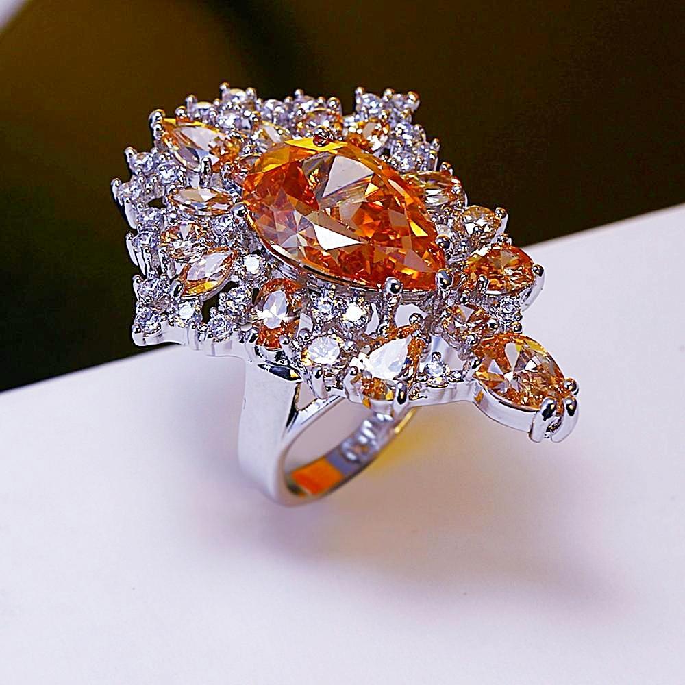 Huge Champagne Stone Ring - Enumu