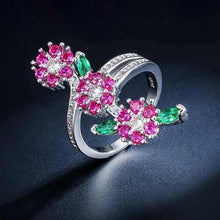 Load image into Gallery viewer, Ruby Flower and Leaves Ring - Enumu