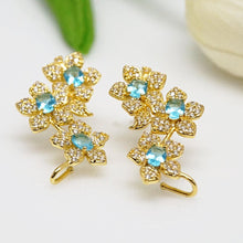 Load image into Gallery viewer, Light Blue Aquamarine Flower Studs - Enumu