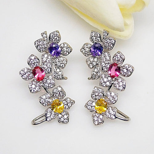 Multi Color Flower Studs - Enumu