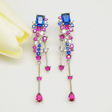 Load image into Gallery viewer, Blue Sapphire Ruby Dangle Earrings - Enumu