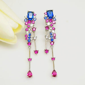 Blue Sapphire Ruby Dangle Earrings - Enumu