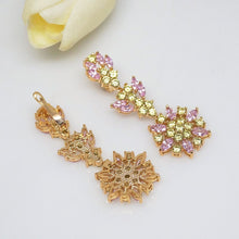 Load image into Gallery viewer, Pink Flower &amp; Citrine Drop Dangle Earrings - Enumu