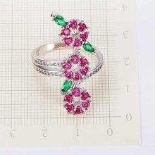 Load image into Gallery viewer, Ruby Flower and Leaves Ring - Enumu