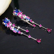 Load image into Gallery viewer, Blue Sapphire Ruby Dangle Earrings - Enumu