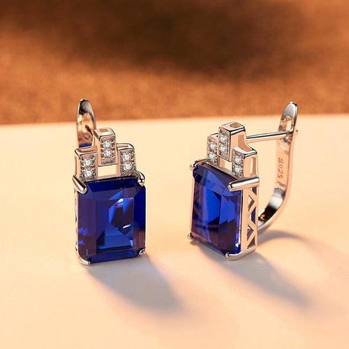 Sterling Silver Blue Sapphire Studs - Enumu