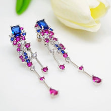 Load image into Gallery viewer, Blue Sapphire Ruby Dangle Earrings - Enumu