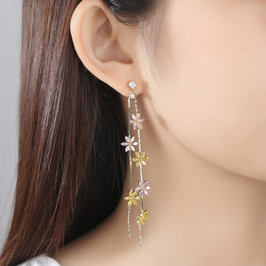 Citrine Tourmaline Star Sparkle Dangle Earrings - Enumu