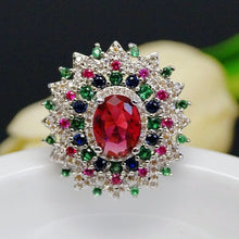 Load image into Gallery viewer, Super Big Multi Colour Ruby Ring - Enumu