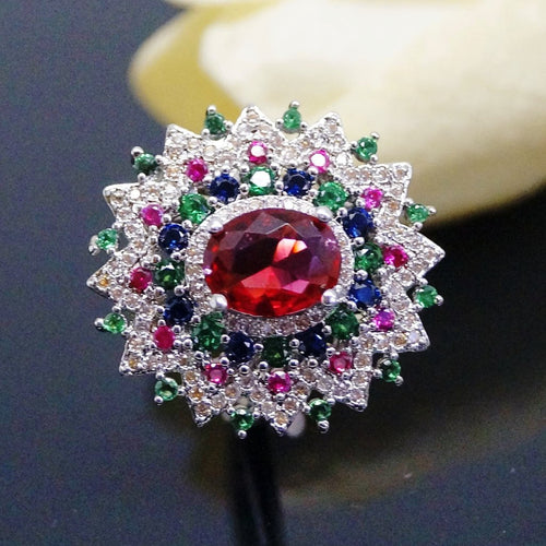 Super Big Multi Colour Ruby Ring - Enumu