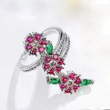 Load image into Gallery viewer, Ruby Flower and Leaves Ring - Enumu