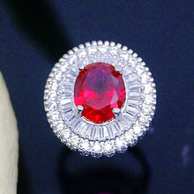 Load image into Gallery viewer, Super Big Ruby and CZ Ring - Enumu
