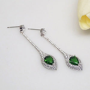 Emerald Designer Long Dangle Earrings - Enumu