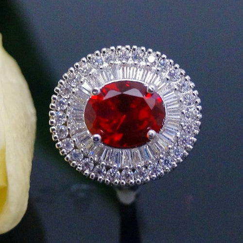 Super Big Ruby and CZ Ring - Enumu