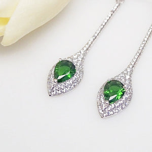 Emerald Designer Long Dangle Earrings - Enumu