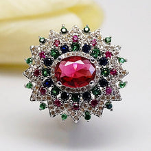 Load image into Gallery viewer, Super Big Multi Colour Ruby Ring - Enumu