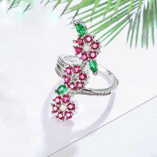 Load image into Gallery viewer, Ruby Flower and Leaves Ring - Enumu