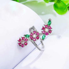 Load image into Gallery viewer, Ruby Flower and Leaves Ring - Enumu