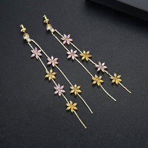 Citrine Tourmaline Star Sparkle Dangle Earrings - Enumu