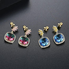 Load image into Gallery viewer, Two Shade Rainbow Stone Dangle Earrings - Enumu
