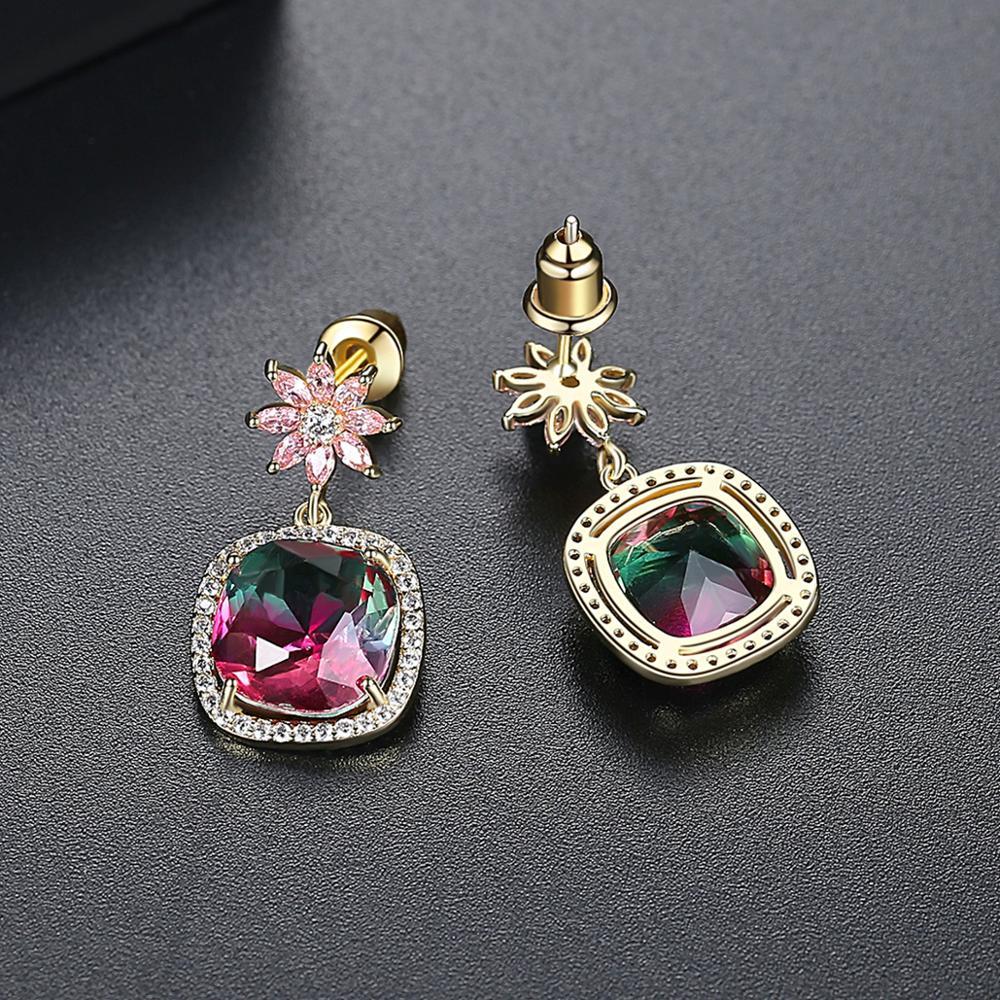 Two Shade Rainbow Stone Dangle Earrings - Enumu
