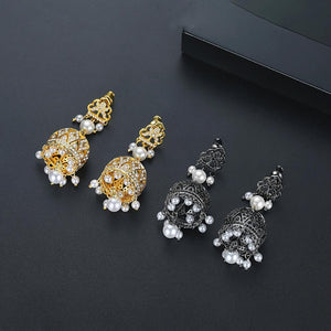BGP Black Sapphire Pearl Jhumka /Jhumki Earrings - Enumu