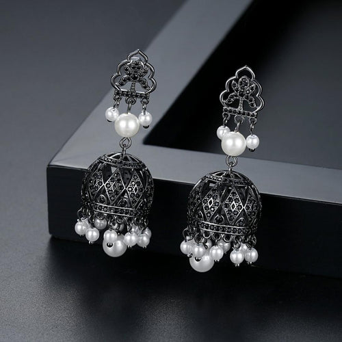 BGP Black Sapphire Pearl Jhumka /Jhumki Earrings - Enumu