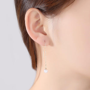Pure 18K Gold Natural Pearl Dangle Earrings - Enumu