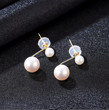 Load image into Gallery viewer, Pure 18K Gold Double Natural White Pearl Earrings - Enumu
