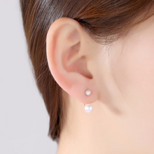 Load image into Gallery viewer, Pure 18K Gold Double Natural White Pearl Earrings - Enumu