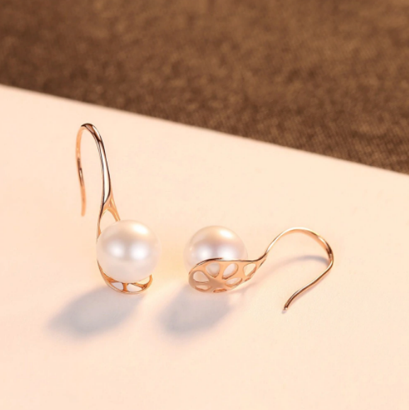 Real gold pearl earrings best sale