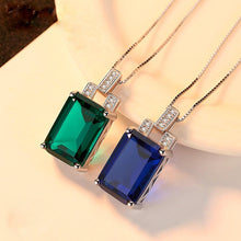 Load image into Gallery viewer, Sterling Silver Blue Sapphire Pendant with Chain - Enumu