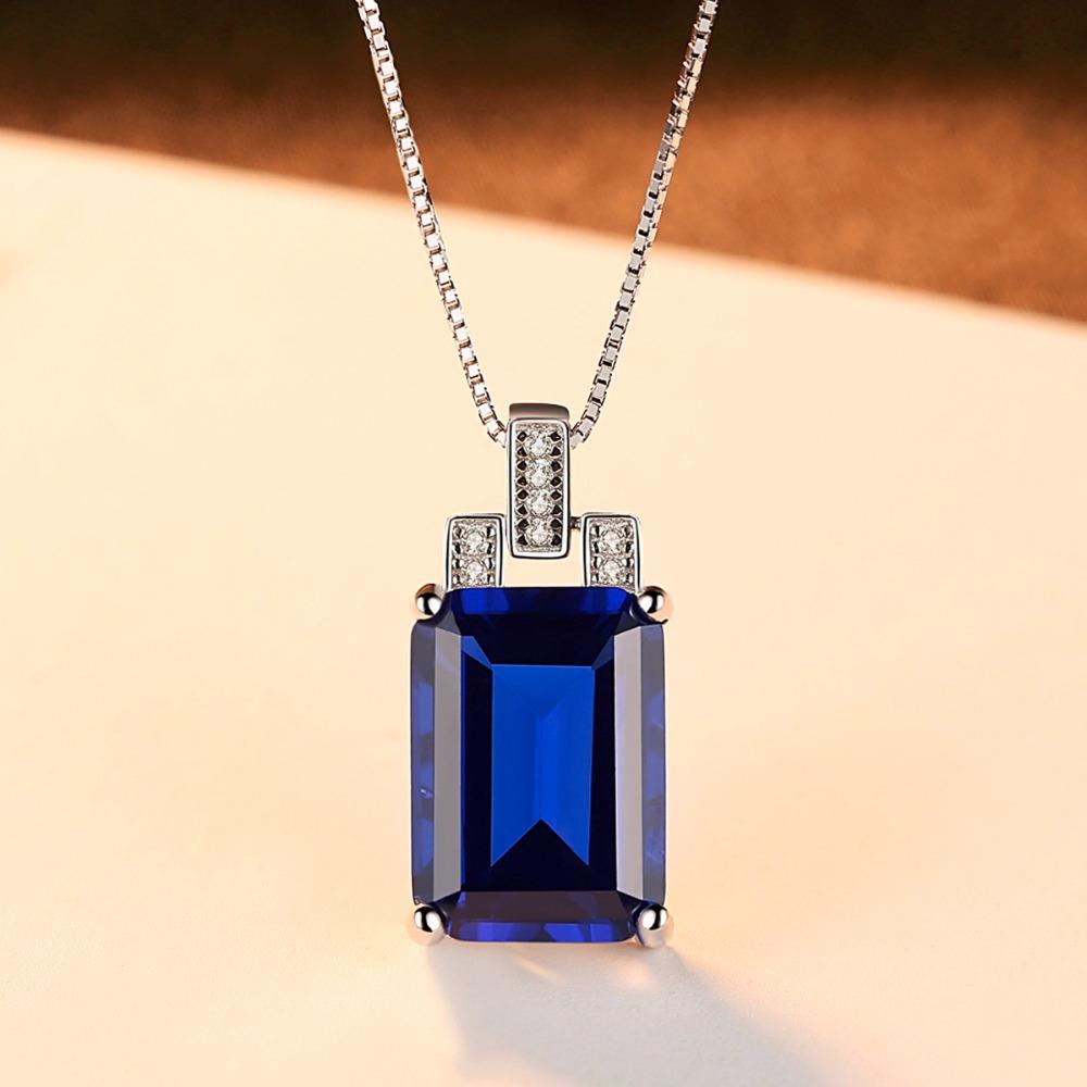 12.59 Carat Dyed Sapphire and White Topaz .925 Sterling Silver Necklace |  QN897DYEDSWT-SSR | QuintessenceJewelry