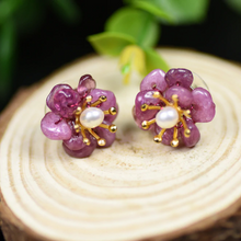 Load image into Gallery viewer, Natural Amethyst Sterling Silver Studs/ Earrings - Enumu