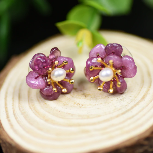 Purple Heart Earrings - Natural Amethyst Earrings, Princess Heart Earr –  Adina Stone Jewelry