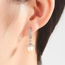 Load image into Gallery viewer, Sterling Silver Natural Pearl Dangle Earrings - Enumu