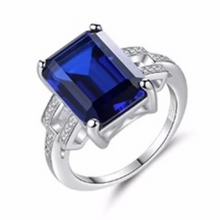 Load image into Gallery viewer, Sterling Silver Blue Sapphire Ring