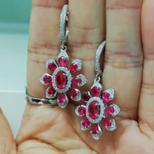 Load image into Gallery viewer, Pure 92.5 Sterling Silver Ruby Dangle Earrings - Enumu