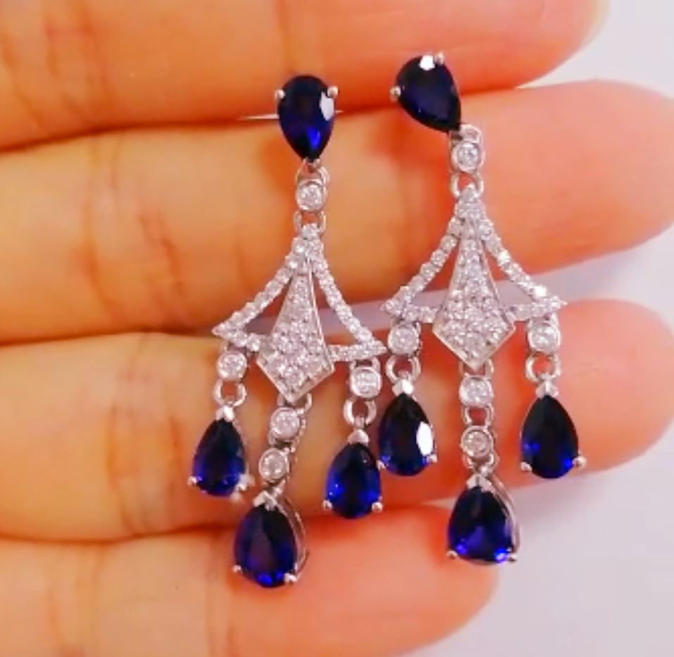 Sapphire and cz discount earrings