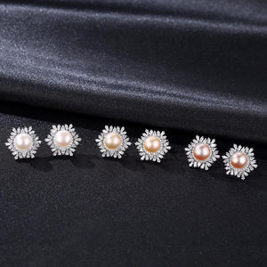 Pure 92.5 Sterling Silver Natural Pearl Studs - Enumu